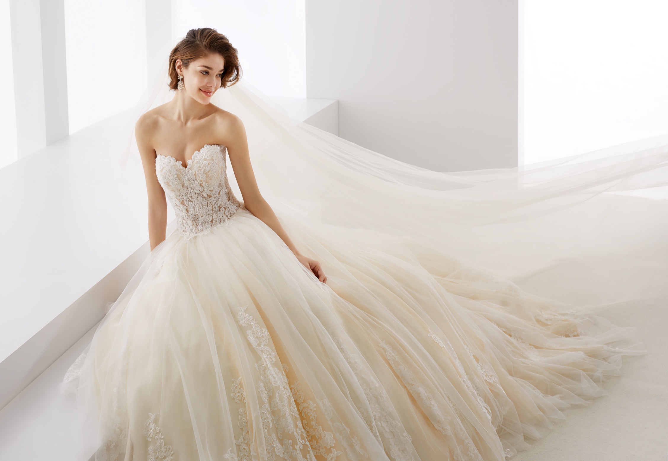 Abito da sposa dalla linea a principessa in tulle e pizzo Il Giardino