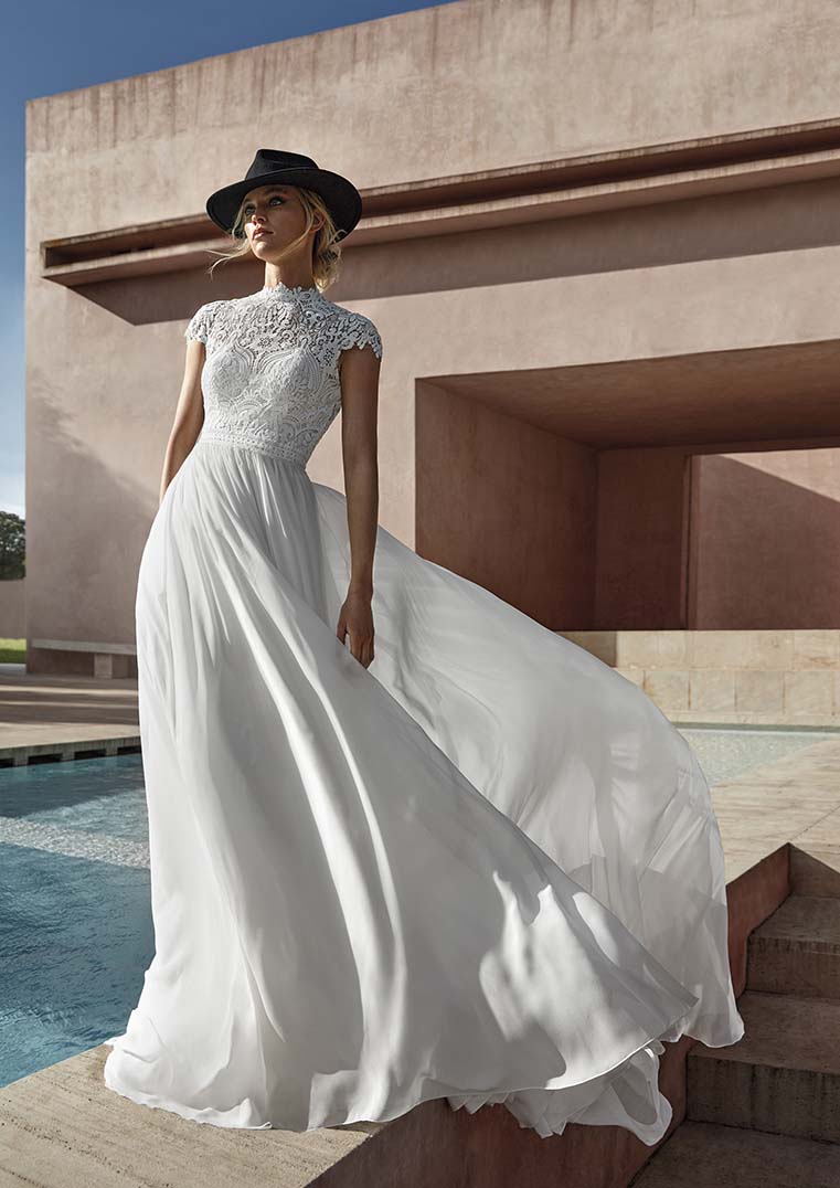 Abito sposa Pronovias scivolato chiffon Marburg Il Giardino della Sposa